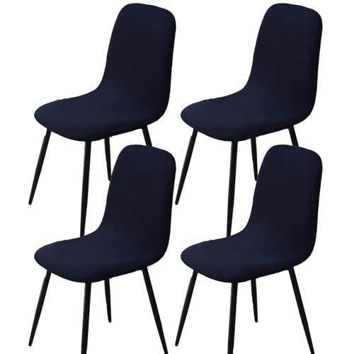 BezüGe FüR Stuhl Abwaschbar Stuhlhussen 2er/4er Set KüChe Hussen FüR StüHle Mit Hoher Lehne Bezug FüR StüHle Esszimmer üBerzug Stuhl Rund(#Navy,4er) von HLTQL