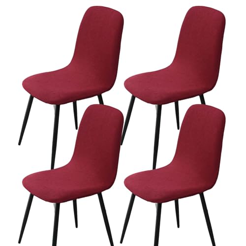 BezüGe FüR Stuhl Abwaschbar Stuhlhussen 2er/4er Set KüChe Hussen FüR StüHle Mit Hoher Lehne Bezug FüR StüHle Esszimmer üBerzug Stuhl Rund(#red,4er) von HLTQL