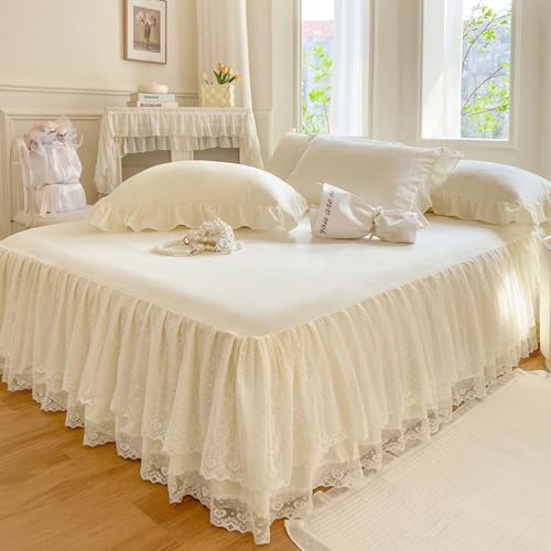 Boxspringbett Husse Komplett Bettrock Mit Spitze Bed Skirts & Valances Bett Husse Box Spring Bett Betthusse RüSchen Betthusse FüR Boxspringbett 180x200(#1,200x220cm) von HLTQL