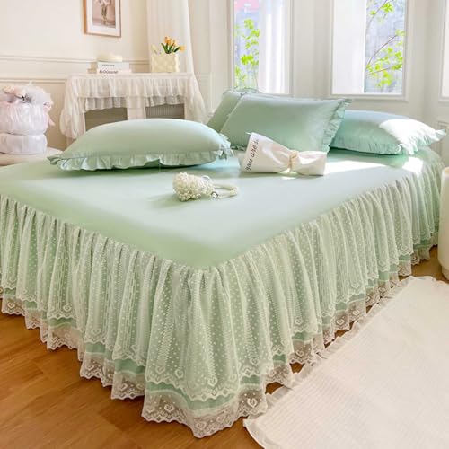 Boxspringbett Husse Komplett Bettrock Mit Spitze Bed Skirts & Valances Bett Husse Box Spring Bett Betthusse RüSchen Betthusse FüR Boxspringbett 180x200(#4,150x200cm) von HLTQL