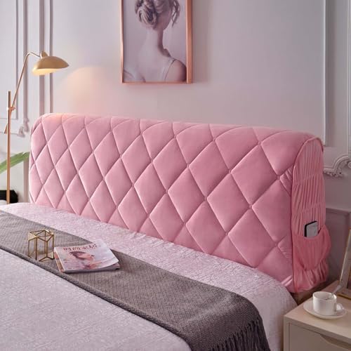 HLTQL Bett Kopfteil Bezug 200cm、Bedside Cover、Hussen FüR Bett Kopfteil、Dustproof Protective Cover for Padded Bedroom Headboard, Velvet Fabric(#pink,1.8M) von HLTQL