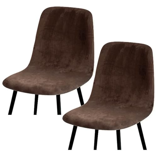HLTQL BezüGe FüR EsszimmerstüIhle, Stuhlbezug Mit Gebogener RüCkenlehne Stuhlhussen 2er/4er Set KüChe Universal Velvet Stretch Stuhlbezug(#Bronze,2er) von HLTQL
