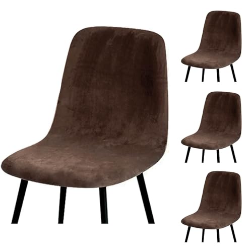 HLTQL BezüGe FüR EsszimmerstüIhle, Stuhlbezug Mit Gebogener RüCkenlehne Stuhlhussen 2er/4er Set KüChe Universal Velvet Stretch Stuhlbezug(#Bronze,4er) von HLTQL