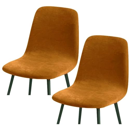 HLTQL BezüGe FüR EsszimmerstüIhle, Stuhlbezug Mit Gebogener RüCkenlehne Stuhlhussen 2er/4er Set KüChe Universal Velvet Stretch Stuhlbezug(#Coffee,2er) von HLTQL