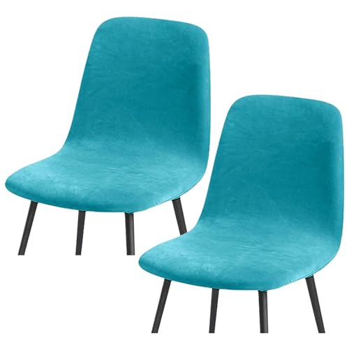 HLTQL BezüGe FüR EsszimmerstüIhle, Stuhlbezug Mit Gebogener RüCkenlehne Stuhlhussen 2er/4er Set KüChe Universal Velvet Stretch Stuhlbezug(#Cyan,2er) von HLTQL