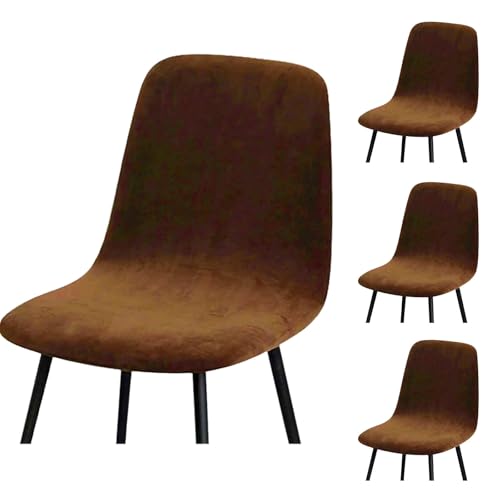 HLTQL BezüGe FüR EsszimmerstüIhle, Stuhlbezug Mit Gebogener RüCkenlehne Stuhlhussen 2er/4er Set KüChe Universal Velvet Stretch Stuhlbezug(#Dark Brown,4er) von HLTQL