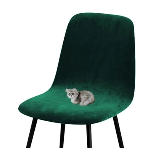 HLTQL BezüGe FüR EsszimmerstüIhle, Stuhlbezug Mit Gebogener RüCkenlehne Stuhlhussen 2er/4er Set KüChe Universal Velvet Stretch Stuhlbezug(#Dark Green,1er) von HLTQL