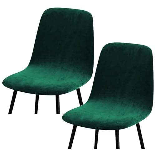 HLTQL BezüGe FüR EsszimmerstüIhle, Stuhlbezug Mit Gebogener RüCkenlehne Stuhlhussen 2er/4er Set KüChe Universal Velvet Stretch Stuhlbezug(#Dark Green,2er) von HLTQL