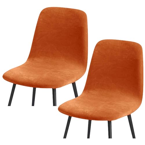 HLTQL BezüGe FüR EsszimmerstüIhle, Stuhlbezug Mit Gebogener RüCkenlehne Stuhlhussen 2er/4er Set KüChe Universal Velvet Stretch Stuhlbezug(#Dark orange,2er) von HLTQL