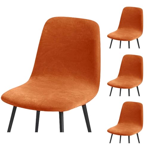 HLTQL BezüGe FüR EsszimmerstüIhle, Stuhlbezug Mit Gebogener RüCkenlehne Stuhlhussen 2er/4er Set KüChe Universal Velvet Stretch Stuhlbezug(#Dark orange,4er) von HLTQL
