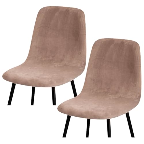 HLTQL BezüGe FüR EsszimmerstüIhle, Stuhlbezug Mit Gebogener RüCkenlehne Stuhlhussen 2er/4er Set KüChe Universal Velvet Stretch Stuhlbezug(#Khaki,2er) von HLTQL