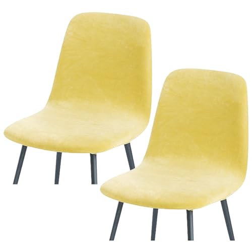HLTQL BezüGe FüR EsszimmerstüIhle, Stuhlbezug Mit Gebogener RüCkenlehne Stuhlhussen 2er/4er Set KüChe Universal Velvet Stretch Stuhlbezug(#Light Yellow,2er) von HLTQL