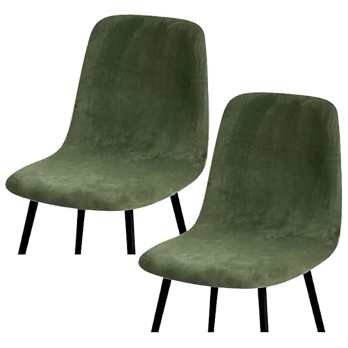 HLTQL BezüGe FüR EsszimmerstüIhle, Stuhlbezug Mit Gebogener RüCkenlehne Stuhlhussen 2er/4er Set KüChe Universal Velvet Stretch Stuhlbezug(#Military Green,2er) von HLTQL