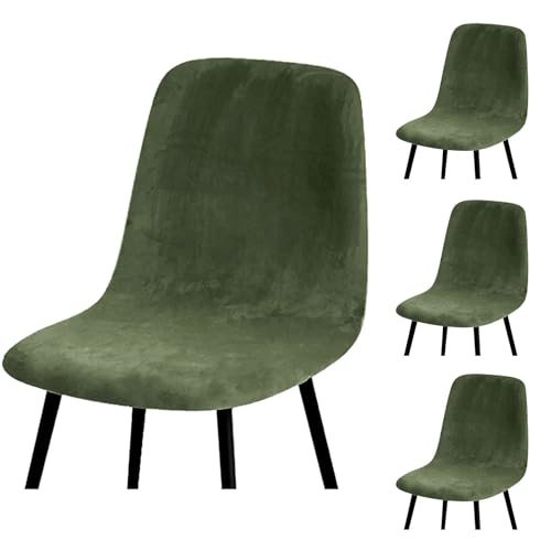 HLTQL BezüGe FüR EsszimmerstüIhle, Stuhlbezug Mit Gebogener RüCkenlehne Stuhlhussen 2er/4er Set KüChe Universal Velvet Stretch Stuhlbezug(#Military Green,4er) von HLTQL