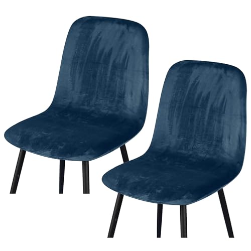 HLTQL BezüGe FüR EsszimmerstüIhle, Stuhlbezug Mit Gebogener RüCkenlehne Stuhlhussen 2er/4er Set KüChe Universal Velvet Stretch Stuhlbezug(#Navy Blue,2er) von HLTQL