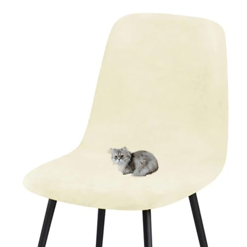 HLTQL BezüGe FüR EsszimmerstüIhle, Stuhlbezug Mit Gebogener RüCkenlehne Stuhlhussen 2er/4er Set KüChe Universal Velvet Stretch Stuhlbezug(#Off-White,1er) von HLTQL