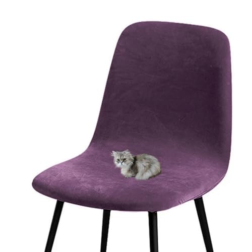 HLTQL BezüGe FüR EsszimmerstüIhle, Stuhlbezug Mit Gebogener RüCkenlehne Stuhlhussen 2er/4er Set KüChe Universal Velvet Stretch Stuhlbezug(#Purple,1er) von HLTQL