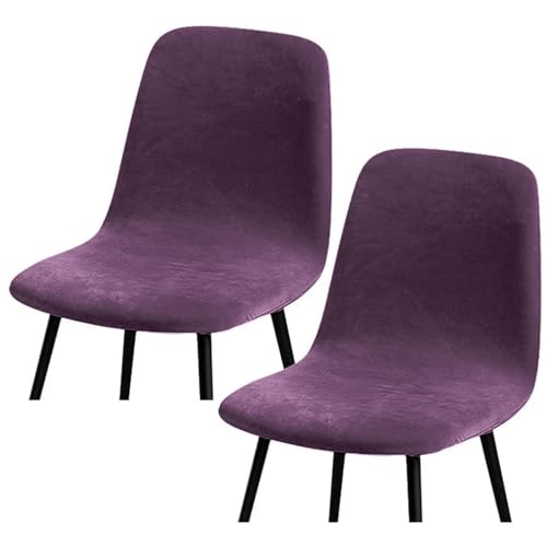 HLTQL BezüGe FüR EsszimmerstüIhle, Stuhlbezug Mit Gebogener RüCkenlehne Stuhlhussen 2er/4er Set KüChe Universal Velvet Stretch Stuhlbezug(#Purple,2er) von HLTQL