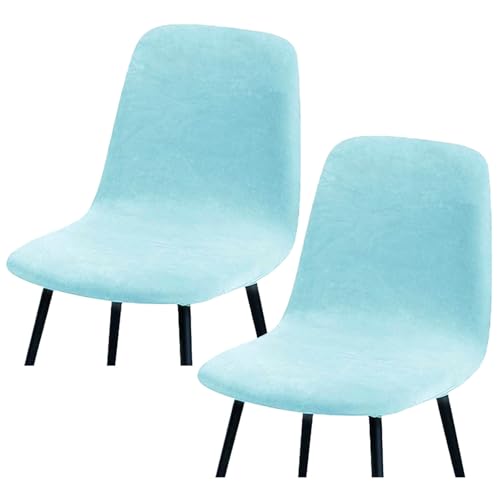 HLTQL BezüGe FüR EsszimmerstüIhle, Stuhlbezug Mit Gebogener RüCkenlehne Stuhlhussen 2er/4er Set KüChe Universal Velvet Stretch Stuhlbezug(#Sky Blue,2er) von HLTQL