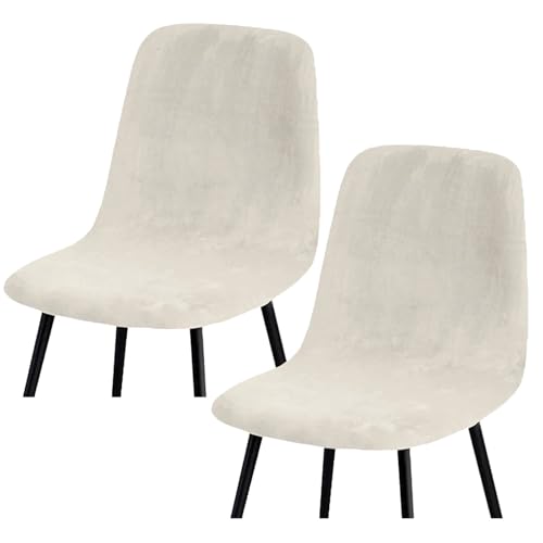 HLTQL BezüGe FüR EsszimmerstüIhle, Stuhlbezug Mit Gebogener RüCkenlehne Stuhlhussen 2er/4er Set KüChe Universal Velvet Stretch Stuhlbezug(#White,2er) von HLTQL