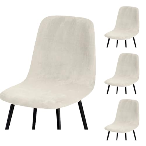 HLTQL BezüGe FüR EsszimmerstüIhle, Stuhlbezug Mit Gebogener RüCkenlehne Stuhlhussen 2er/4er Set KüChe Universal Velvet Stretch Stuhlbezug(#White,4er) von HLTQL