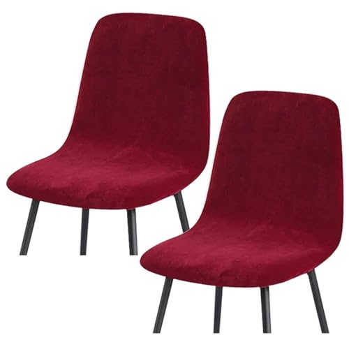 HLTQL BezüGe FüR EsszimmerstüIhle, Stuhlbezug Mit Gebogener RüCkenlehne Stuhlhussen 2er/4er Set KüChe Universal Velvet Stretch Stuhlbezug(#Wine red,2er) von HLTQL