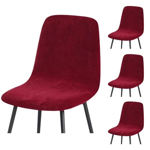 HLTQL BezüGe FüR EsszimmerstüIhle, Stuhlbezug Mit Gebogener RüCkenlehne Stuhlhussen 2er/4er Set KüChe Universal Velvet Stretch Stuhlbezug(#Wine red,4er) von HLTQL