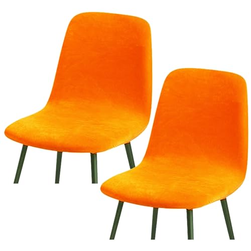 HLTQL BezüGe FüR EsszimmerstüIhle, Stuhlbezug Mit Gebogener RüCkenlehne Stuhlhussen 2er/4er Set KüChe Universal Velvet Stretch Stuhlbezug(#orange,2er) von HLTQL