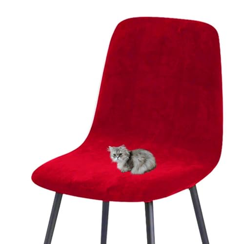 HLTQL BezüGe FüR EsszimmerstüIhle, Stuhlbezug Mit Gebogener RüCkenlehne Stuhlhussen 2er/4er Set KüChe Universal Velvet Stretch Stuhlbezug(#red,1er) von HLTQL