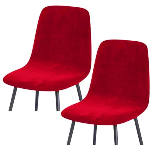 HLTQL BezüGe FüR EsszimmerstüIhle, Stuhlbezug Mit Gebogener RüCkenlehne Stuhlhussen 2er/4er Set KüChe Universal Velvet Stretch Stuhlbezug(#red,2er) von HLTQL