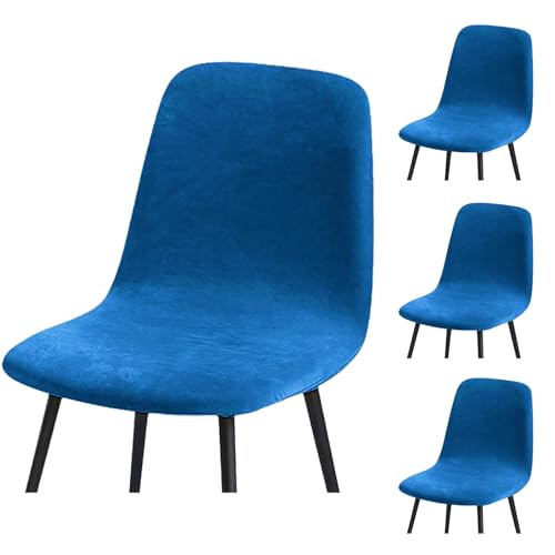 HLTQL BezüGe FüR EsszimmerstüIhle, Stuhlbezug Mit Gebogener RüCkenlehne Stuhlhussen 2er/4er Set KüChe Universal Velvet Stretch Stuhlbezug(#royal Blue,4er) von HLTQL