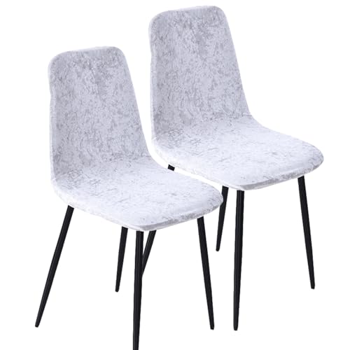 HLTQL BezüGe FüR Stuhl Abwaschbar Stuhlhusse Samt Mit Lehne üBerzug Stuhl Rund Bezug FüR StüHle 4/2/6 Set Universal Velvet Stretch Stuhlbezug(#White,2er) von HLTQL