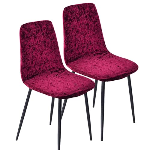 HLTQL BezüGe FüR Stuhl Abwaschbar Stuhlhusse Samt Mit Lehne üBerzug Stuhl Rund Bezug FüR StüHle 4/2/6 Set Universal Velvet Stretch Stuhlbezug(#red,2er) von HLTQL