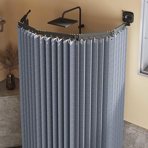 HLTQL Duschvorhang Ohne Bohren,duschvorhangstange L/u Form Und Starker Saugnapf, Faltbarer Duschvorhänge Anti Schimmel Wasserdicht/waschbar Für Eckdusche, Shower Curtains,Darkgray-4-Folds HLTQL Duschvorhang Ohne Bohren,duschvorhangstange L/u Form Und Starker Saugnapf, Faltbarer Duschvorhänge Anti Schimmel Wasserdicht/waschbar Für Eckdusche, Shower Curtains,Darkgray-4-Folds von HLTQL