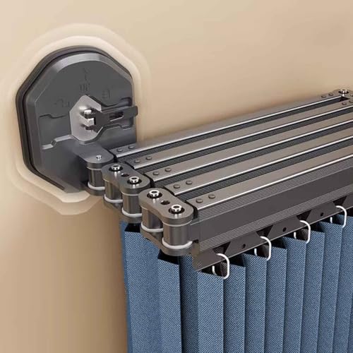 HLTQL Faltbarer Duschvorhang,Mit klappbarer Stange,Duschvorhang Leinen Textil Ohne Bohren, Wasserdicht/Waschbar für Eckdusche, Shower Curtains(B,(138-180)*180cm) von HLTQL