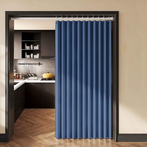 HLTQL Falttürvorhang,Mit Teleskopstange,Magnetischer Türvorhang mit Verdunkelung, Faltbarer Raumteiler für Bad/Schlafzimmer/Wohnzimmer, Akkordeon-Design(*3,W 120*H 240cm) von HLTQL