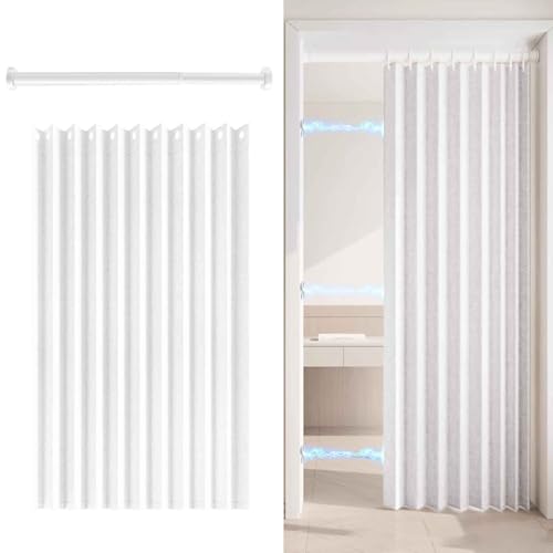 HLTQL Falttürvorhang,Mit Teleskopstange,Magnetischer Türvorhang mit Verdunkelung, Faltbarer Raumteiler für Bad/Schlafzimmer/Wohnzimmer, Akkordeon-Design(03,W 260*H 200cm) von HLTQL