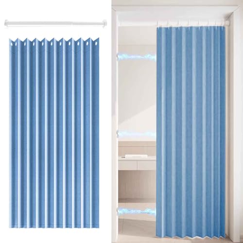 HLTQL Falttürvorhang,Mit Teleskopstange,Magnetischer Türvorhang mit Verdunkelung, Faltbarer Raumteiler für Bad/Schlafzimmer/Wohnzimmer, Akkordeon-Design(06,W 260*H 200cm) von HLTQL