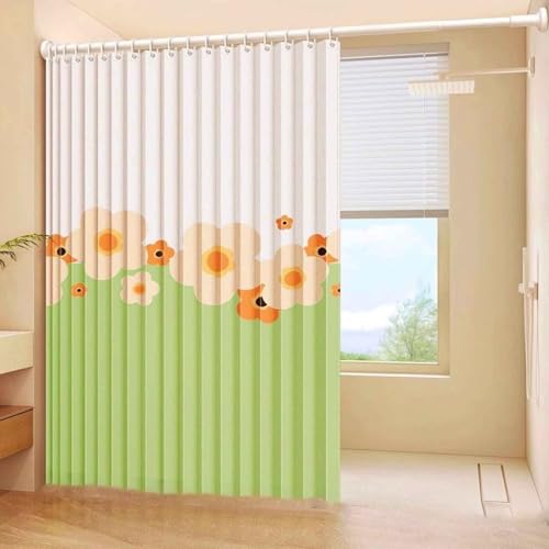 HLTQL Falttürvorhang,Mit Teleskopstange,Magnetischer Türvorhang mit Verdunkelung, Faltbarer Raumteiler für Bad/Schlafzimmer/Wohnzimmer, Akkordeon-Design(Type B,W260*H200) von HLTQL