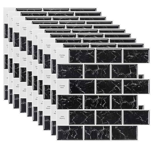 HLTQL Fliesen Selbstklebend Bad Wasserfest Klebefliesen KüChenrüCkwand Peel and Stick Tiles Bathroom Fliesenaufkleber 3D Fliesenfolie KüChe Selbstklebend(#10,10 Pieces) von HLTQL