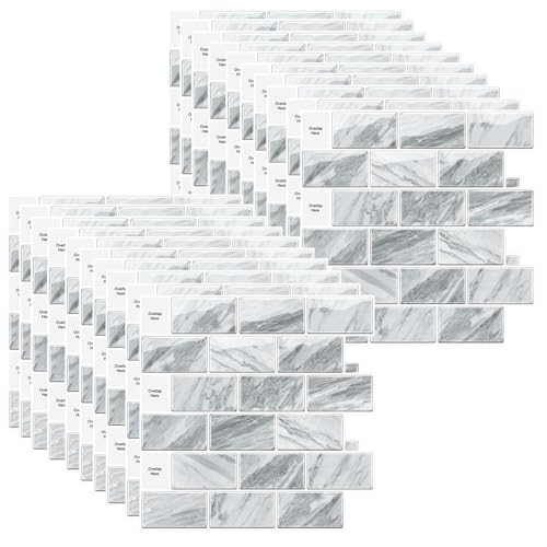 HLTQL Fliesen Selbstklebend Bad Wasserfest Klebefliesen KüChenrüCkwand Peel and Stick Tiles Bathroom Fliesenaufkleber 3D Fliesenfolie KüChe Selbstklebend(#13,20 Piece) von HLTQL