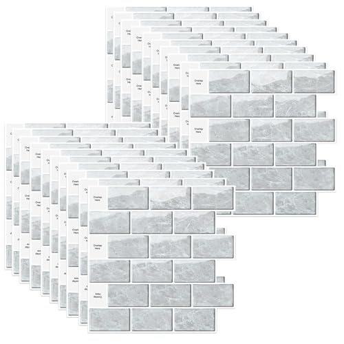 HLTQL Fliesen Selbstklebend Bad Wasserfest Klebefliesen KüChenrüCkwand Peel and Stick Tiles Bathroom Fliesenaufkleber 3D Fliesenfolie KüChe Selbstklebend(#21,20 Piece) von HLTQL