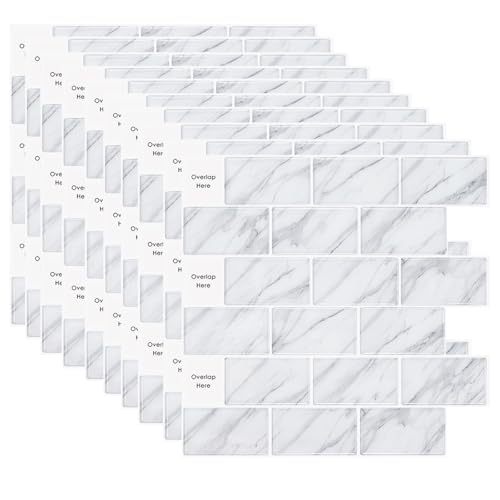 HLTQL Fliesen Selbstklebend Bad Wasserfest Klebefliesen KüChenrüCkwand Peel and Stick Tiles Bathroom Fliesenaufkleber 3D Fliesenfolie KüChe Selbstklebend(#4,10 Pieces) von HLTQL