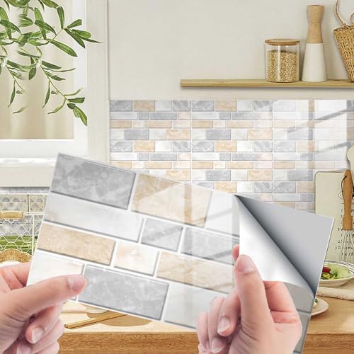 HLTQL Fliesenfolie Badezimmer Peel and Stick Tiles Kitchen Fliesenaufkleber KüChe Vintage Klebefliesen Bad Wand Fliesen Selbstklebend(#1,24pcs) von HLTQL