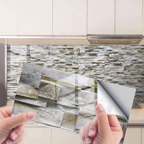 HLTQL Fliesenfolie Badezimmer Peel and Stick Tiles Kitchen Fliesenaufkleber KüChe Vintage Klebefliesen Bad Wand Fliesen Selbstklebend(#11,24pcs) von HLTQL