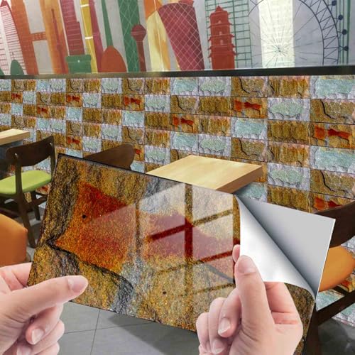 HLTQL Fliesenfolie Badezimmer Peel and Stick Tiles Kitchen Fliesenaufkleber KüChe Vintage Klebefliesen Bad Wand Fliesen Selbstklebend(#15,24pcs) von HLTQL