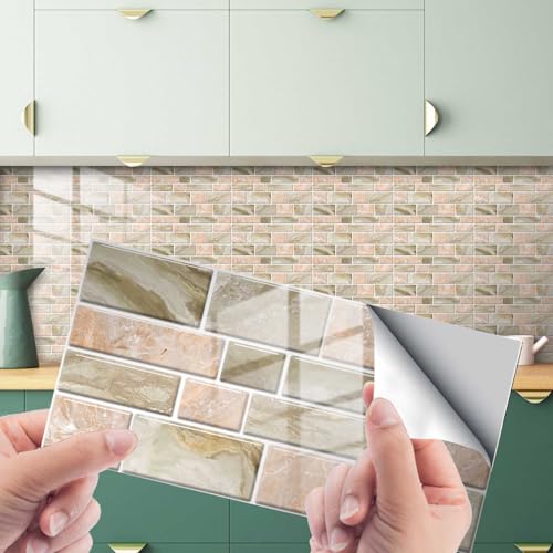 HLTQL Fliesenfolie Badezimmer Peel and Stick Tiles Kitchen Fliesenaufkleber KüChe Vintage Klebefliesen Bad Wand Fliesen Selbstklebend(#2,48pcs) von HLTQL