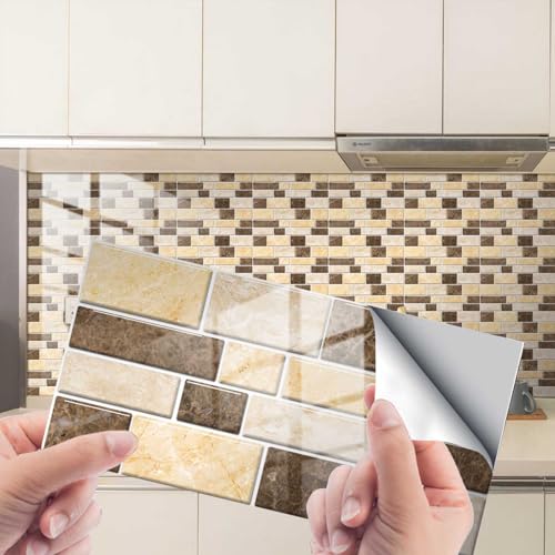HLTQL Fliesenfolie Badezimmer Peel and Stick Tiles Kitchen Fliesenaufkleber KüChe Vintage Klebefliesen Bad Wand Fliesen Selbstklebend(#6,24pcs) von HLTQL