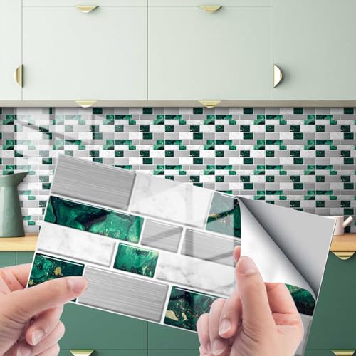 HLTQL Fliesenfolie Badezimmer Peel and Stick Tiles Kitchen Fliesenaufkleber KüChe Vintage Klebefliesen Bad Wand Fliesen Selbstklebend(#8,24pcs) von HLTQL