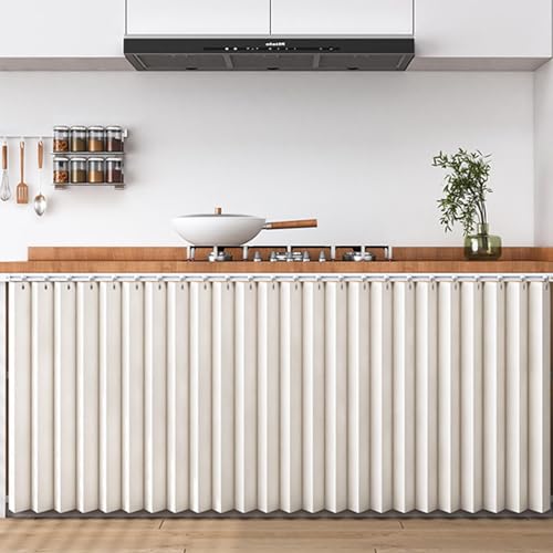 HLTQL Foldable Sink Curtain Kitchen Cupboard Hideaway Curtain Under Counter Curtain for Kitchen Cabinet Curtains Short Kitchen Curtains (#3,W100xH60cm) von HLTQL